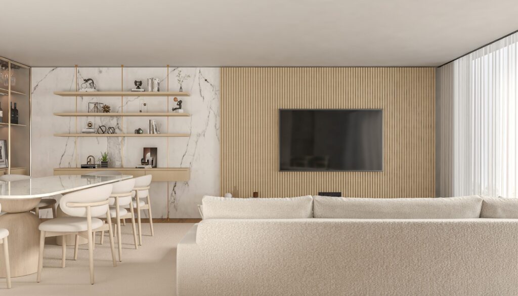 pexels-photo-27164969-27164969 A sleek and contemporary living room with minimalist furnishings and decor.