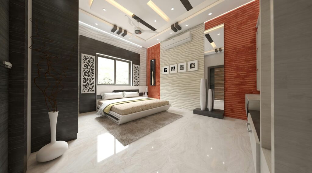 pexels-photo-7712453-7712453 A chic and modern bedroom in Haldia, India with elegant decor and furniture.